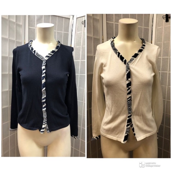 Emma James By Liz Claiborne,Woman,Two Sweaters $16 Each,Black,White,Sz S,VNeck.! - Picture 1 of 12